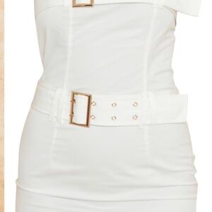 PrettyLittleThing White Strapless Dress